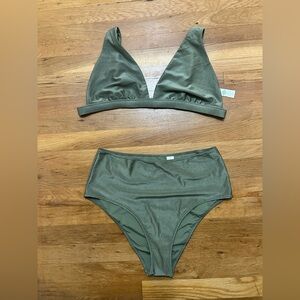 Aerie Olive Ribbed Bikini Set